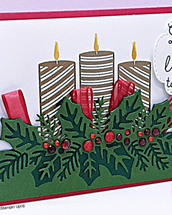Gold Candles with Holly