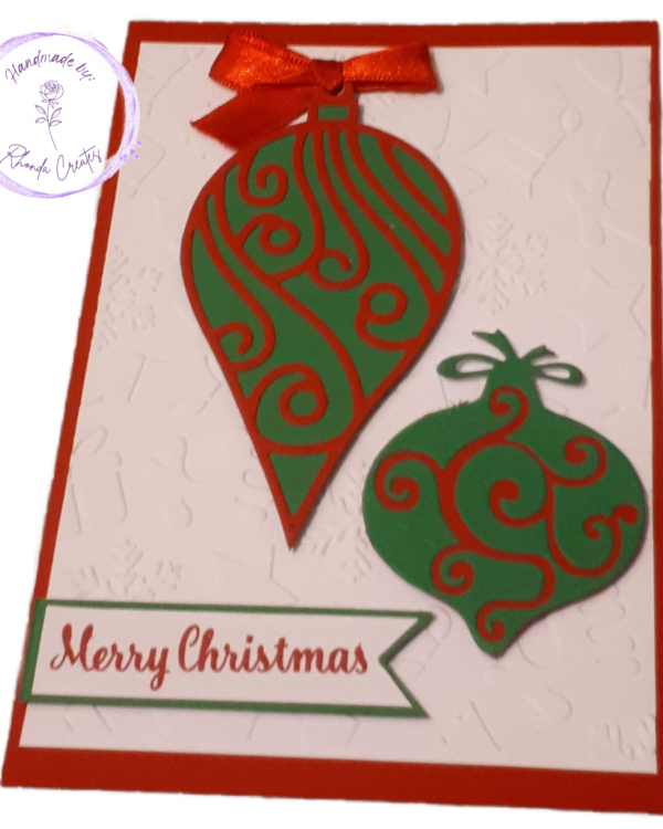 Green With Red Ornaments on Embossed
