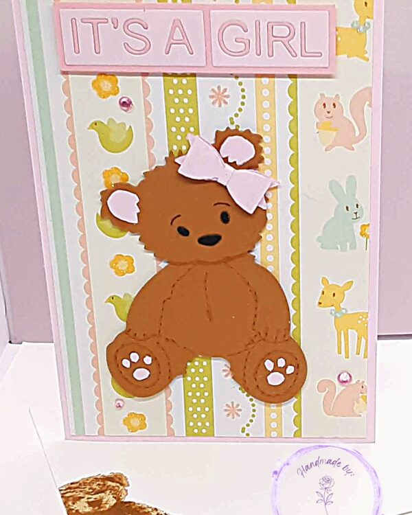 It's A Girl, Die Cut Bear Sitting